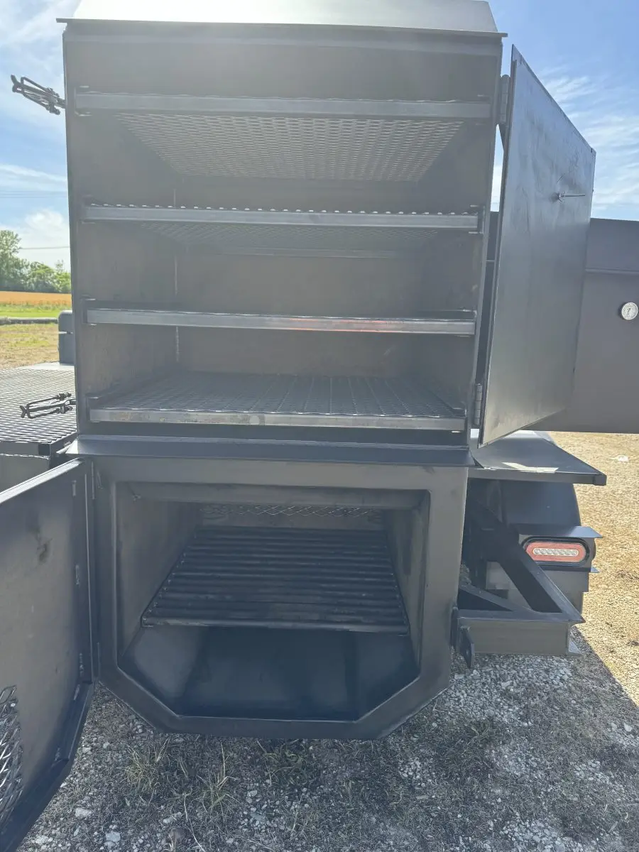 Insulated firebox with warming racks